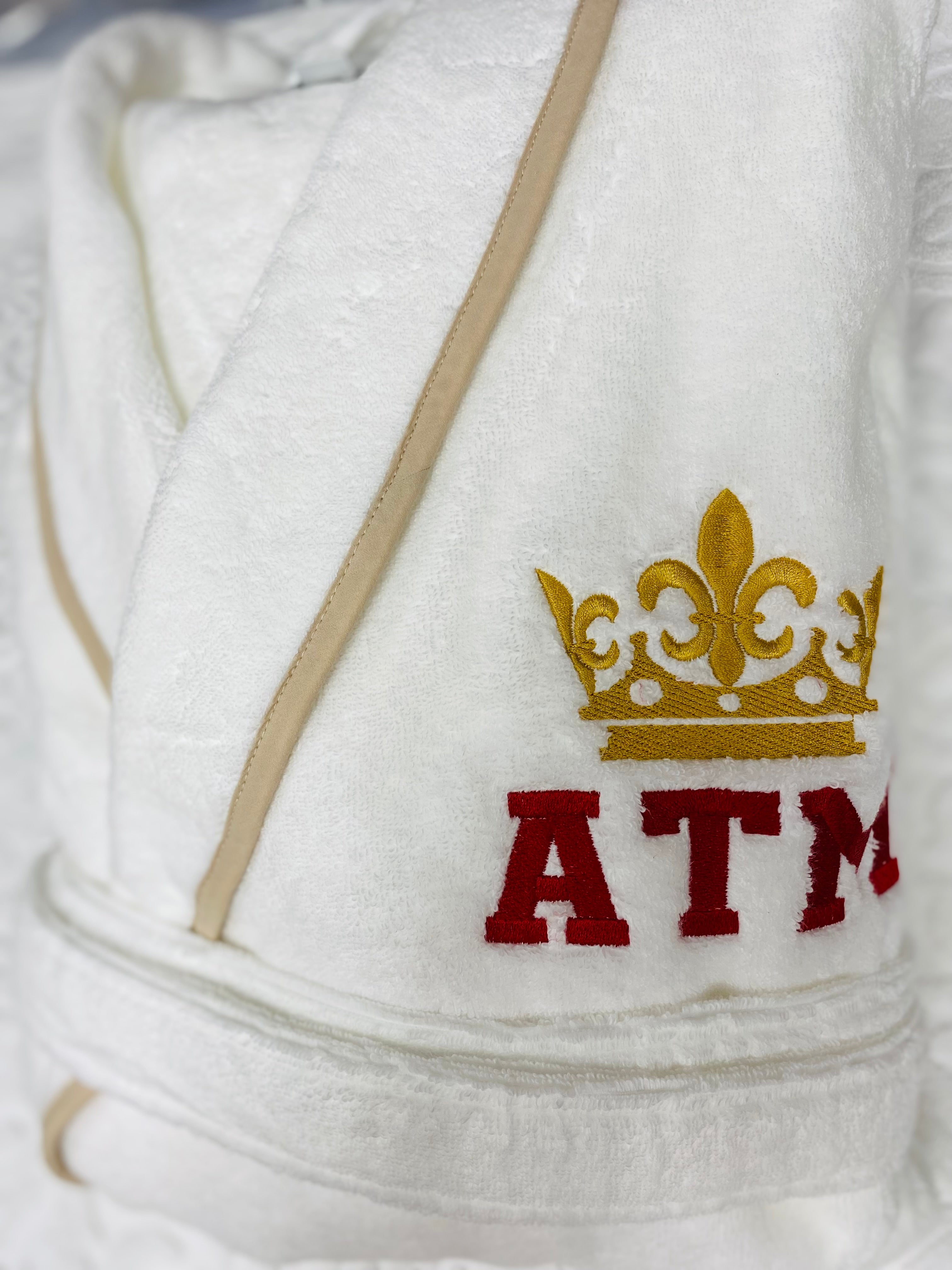 Turkish Personalized Plush Robe with Piping, Made in Turkey