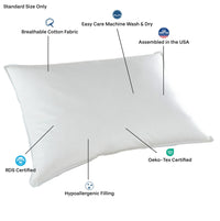Downlite Soft Density 230 TC Down Pillow - Standard Size Promo