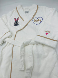 Turkish Personalized Plush Robe with Piping, Made in Turkey