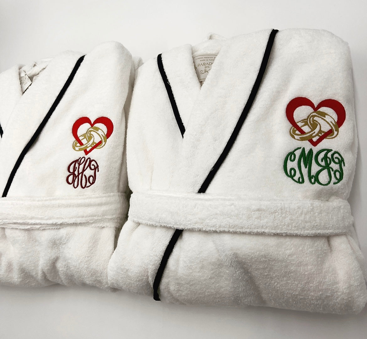 Turkish Personalized Plush Robe with Piping, Made in Turkey