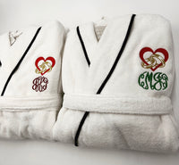 Turkish Personalized Plush Robe with Piping, Made in Turkey