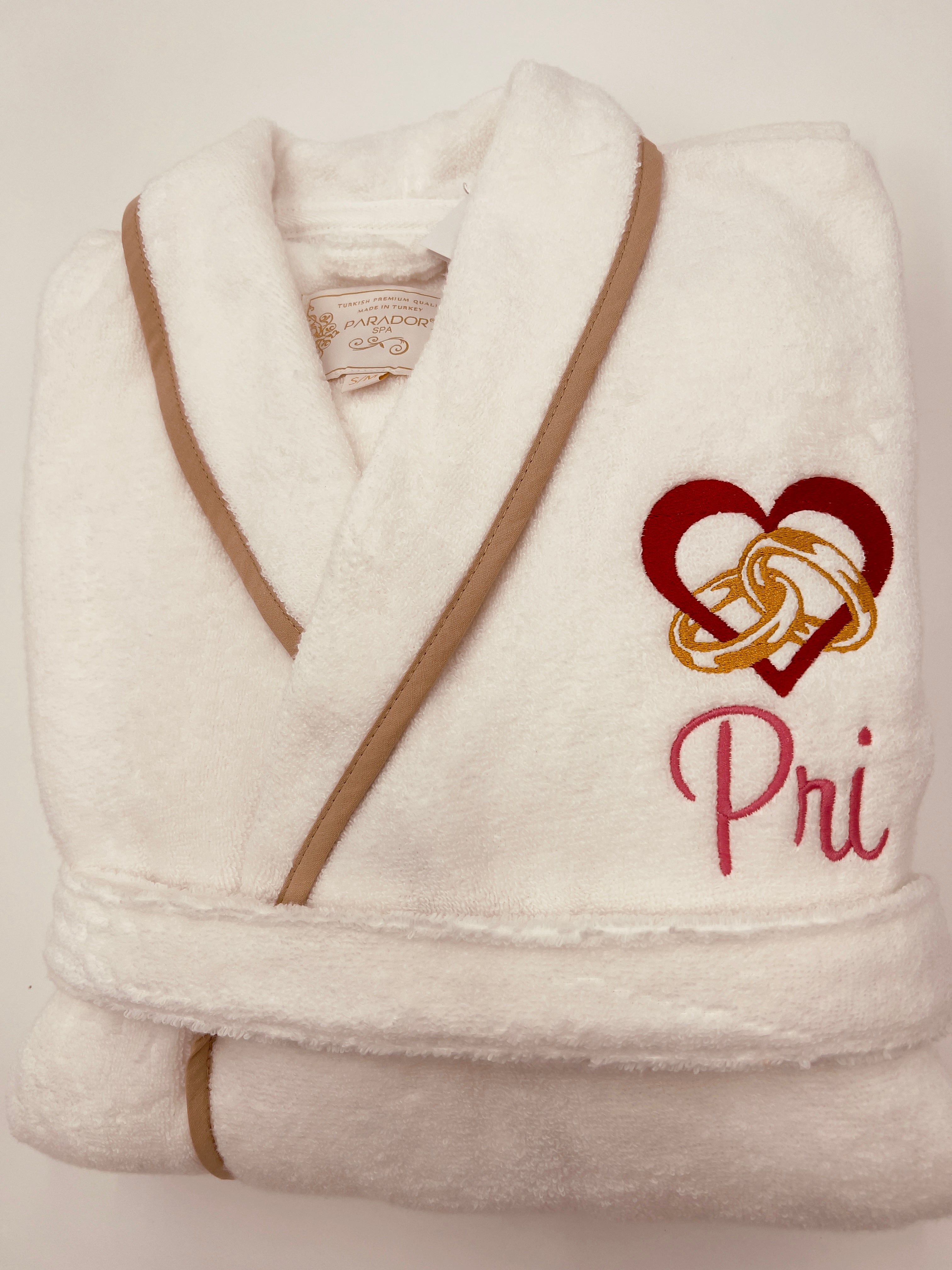 Turkish Personalized Plush Robe with Piping, Made in Turkey