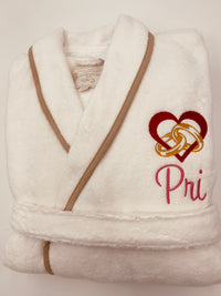 Turkish Personalized Plush Robe with Piping, Made in Turkey