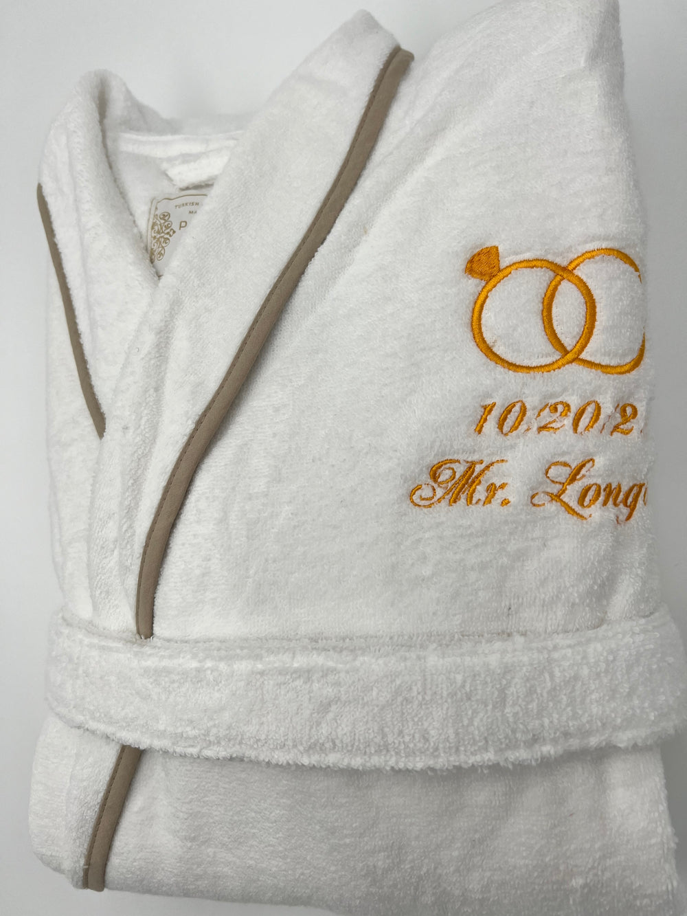 Turkish Personalized Plush Robe with Piping, Made in Turkey
