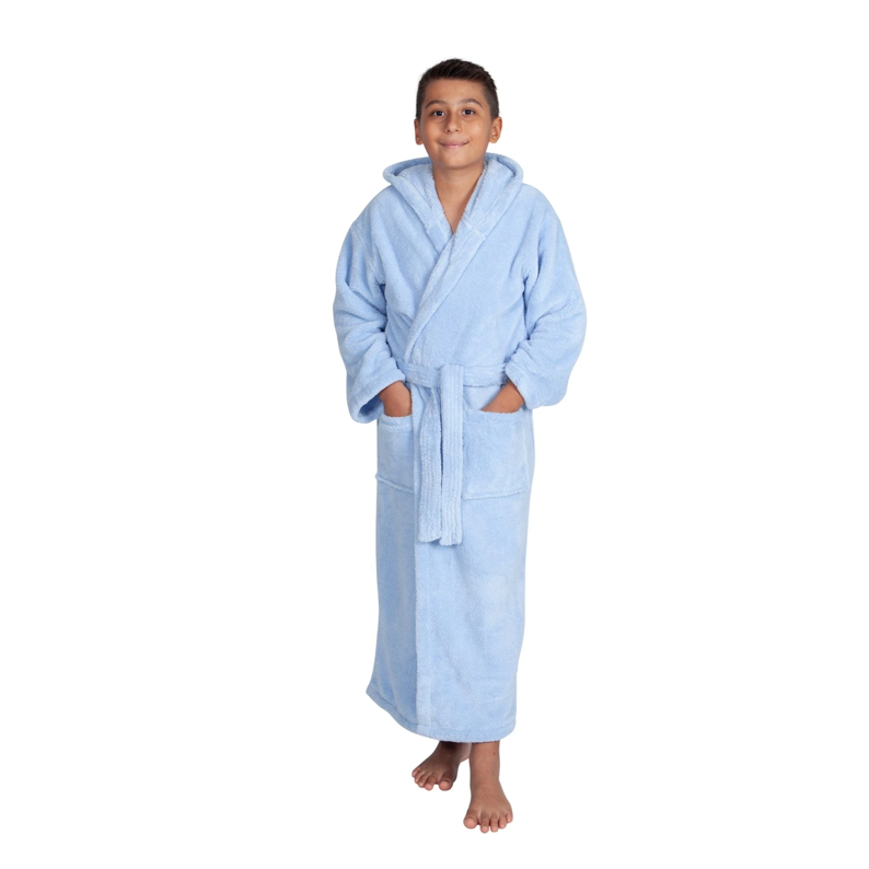 Men's Navy Blue Plush Soft Warm Fleece Bathrobe with Hood, Comfy Men's Robe