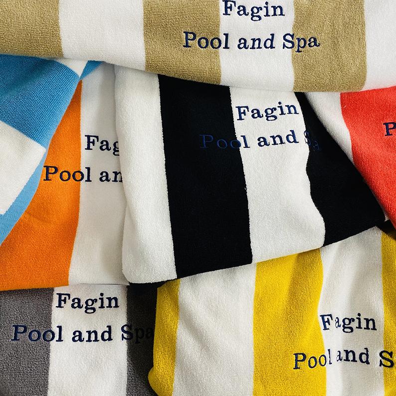 2-Set Yellow/White Striped Cabana Beach Towels Large Pool Bath Terry Cotton