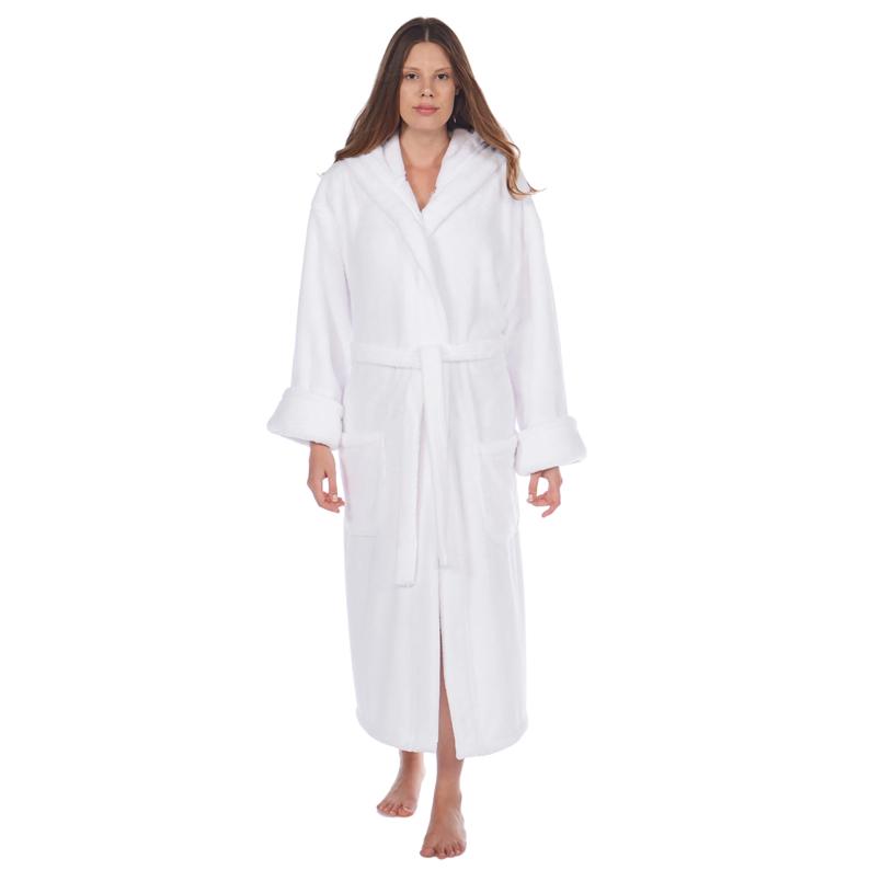 Superior Traditional Premium Turkish Cotton Lightweight Long Bathrobe with  Pockets Bath Robes, Women's Large-X Large, White