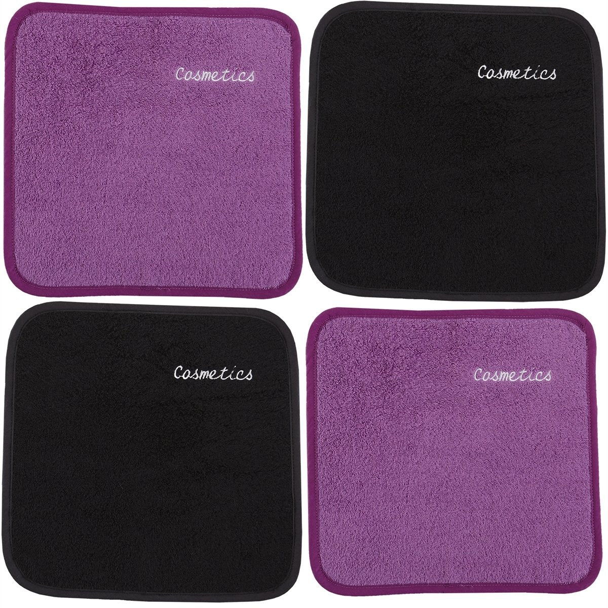 Parador® Chic Embroidered Cosmetics Removal Facecloths Set of 4, Embroidered Makeup Towels 13" x 13", 100% Pure Turkish Cotton - www.towel.com