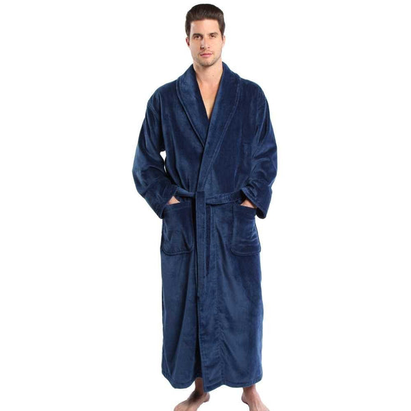Skin-touching Chic Winter Warm Hooded Long Fleece Home Sleepwear Ankle  Length Men Bathrobe Pocket for Daily Life Male Pajamas - AliExpress