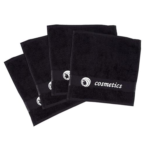 Parador® Embroidered Black Cosmetics Removal Facecloths, Set of 4, Monogrammed Makeup Towels 13" x 13", 100% Pure Turkish Cotton - www.towel.com